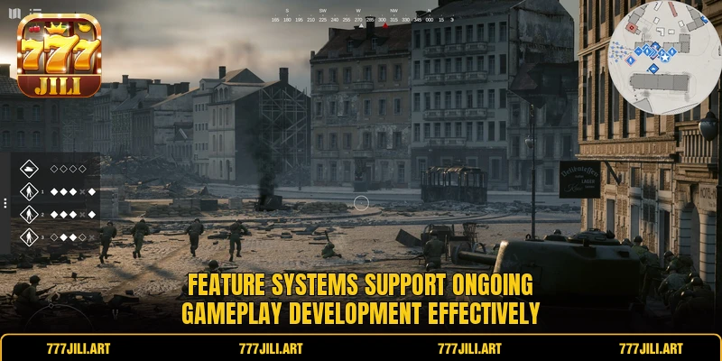 Feature systems support ongoing gameplay development effectively