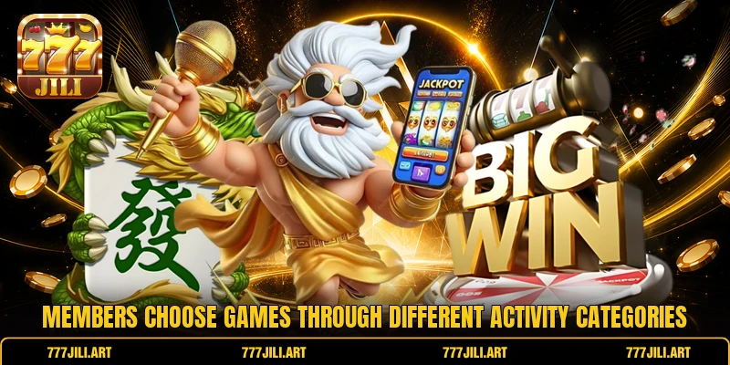 Members choose games through different activity categories