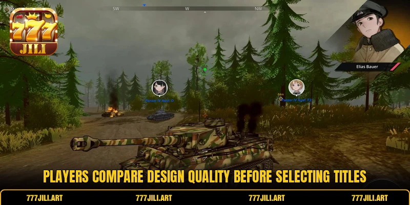 Players compare design quality before selecting titles